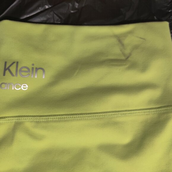 SOILED Calvin Klein Performance Women Crossover Waist Short Lime Sz XL $60 GG445 - Picture 2 of 2